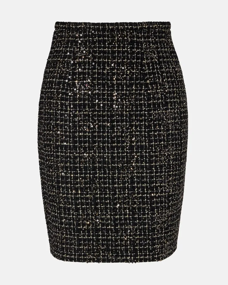 Safiyaa Bleistiftrock Ayaka aus Tweed mit Pailletten Schwarz