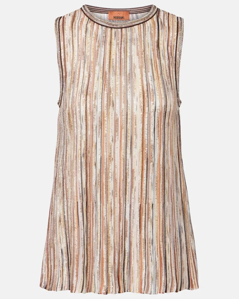 Missoni Top aus Häkelstrick mit Pailletten Braun