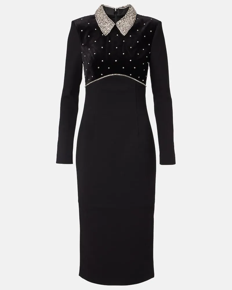 Rebecca Vallance Midikleid Alistar mit Kristallen Schwarz