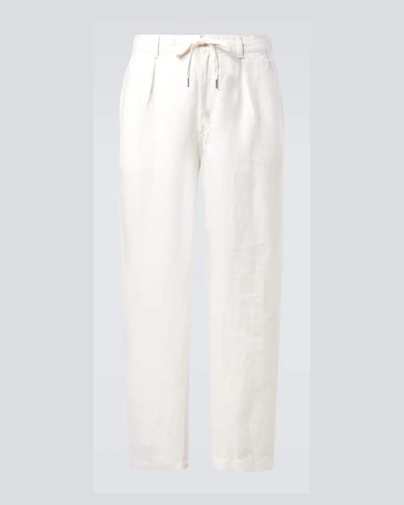 Ralph Lauren Gerade Hose aus Leinen Weiß
