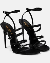 Saint Laurent Sandalen Jerry 120 aus Satin Schwarz