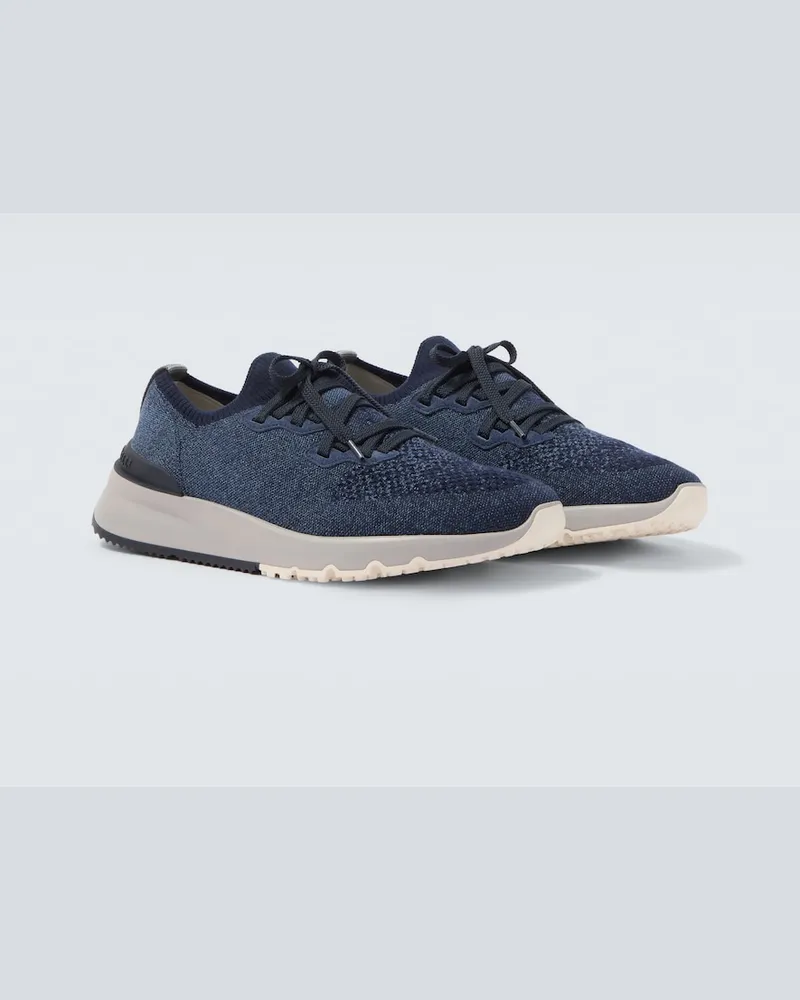 Brunello Cucinelli Sneakers aus Strick Blau