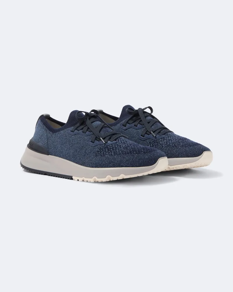 Brunello Cucinelli Sneakers aus Strick Blau