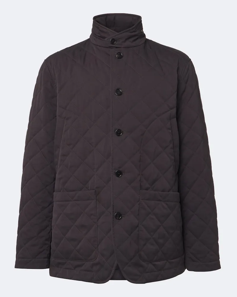 Dunhill Wattierte Steppjacke aus Baumwolle und Seide Grau