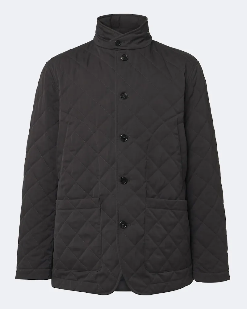 Dunhill Wattierte Steppjacke aus Baumwolle und Seide Grau