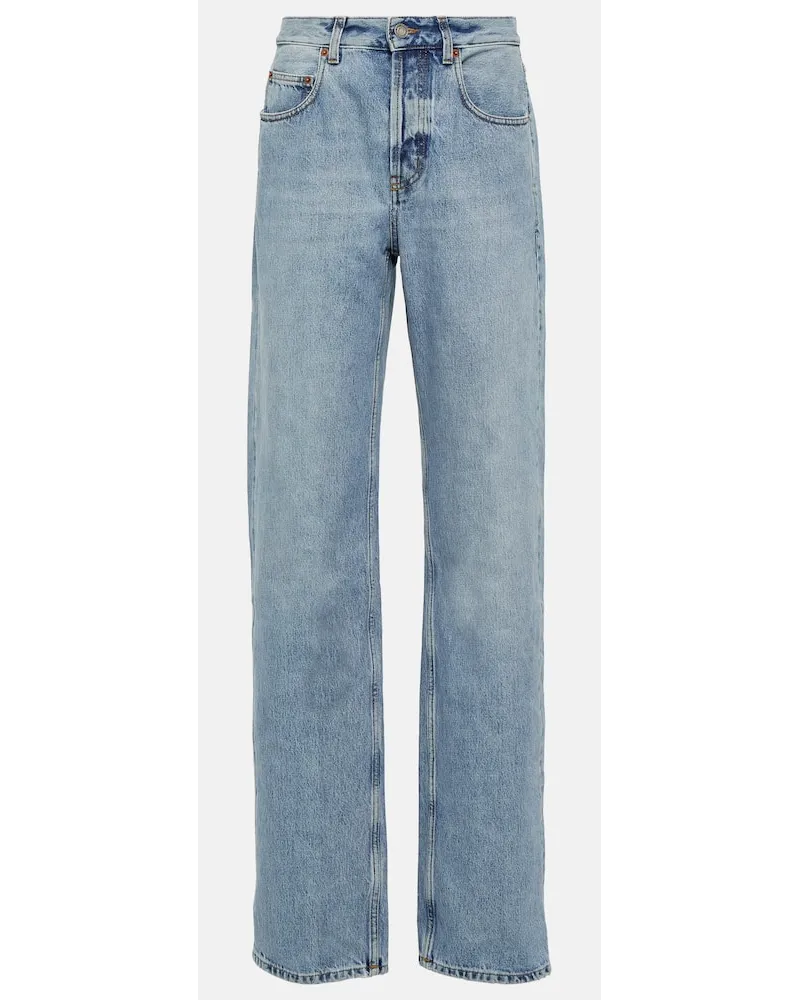 Saint Laurent High-Rise Wide-Leg Jeans Blau