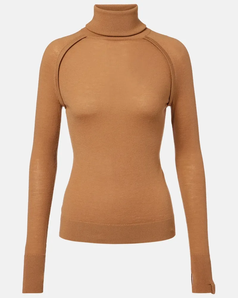 Victoria Beckham Rollkragenpullover aus Wolle Braun