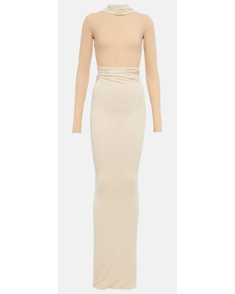Maison Margiela Maxikleid aus Jersey Beige