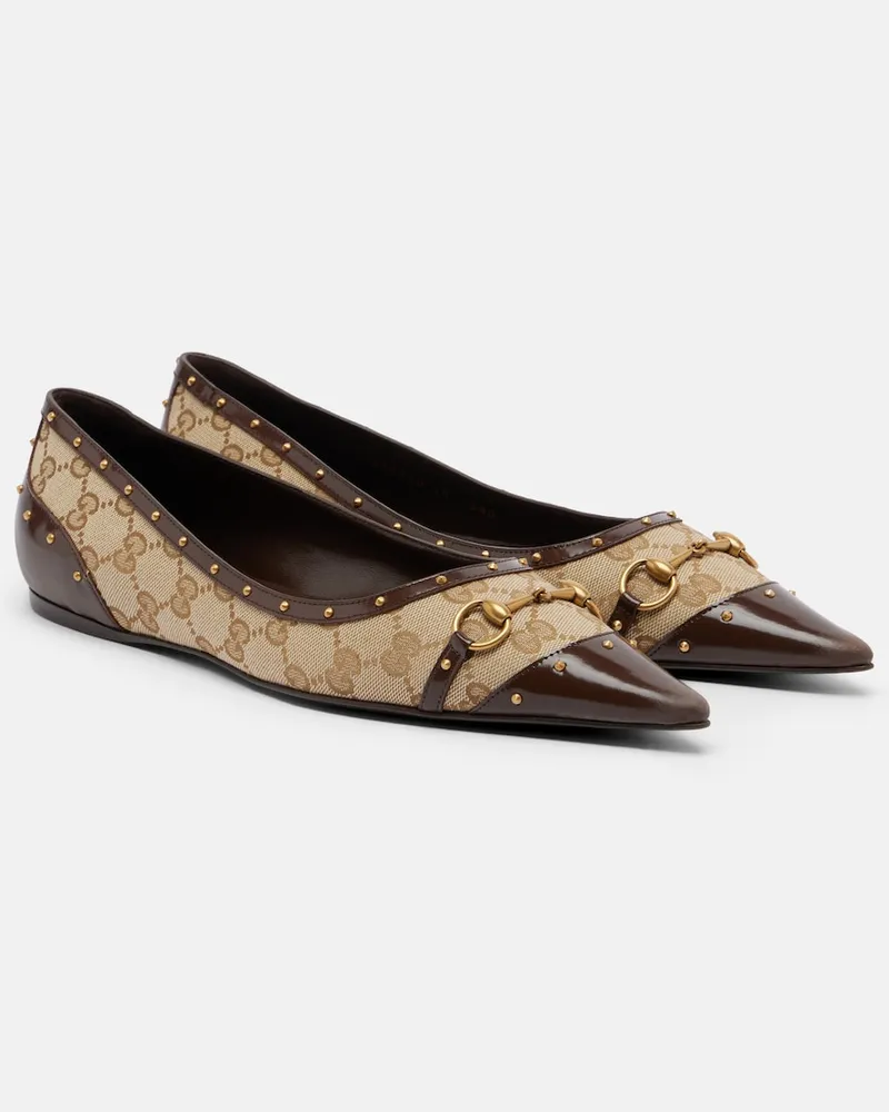 Gucci Ballerinas Savoy Horsebit mit Leder Braun