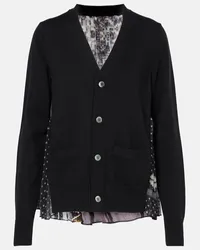 Sacai Cardigan aus einem Baumwollgemisch Schwarz