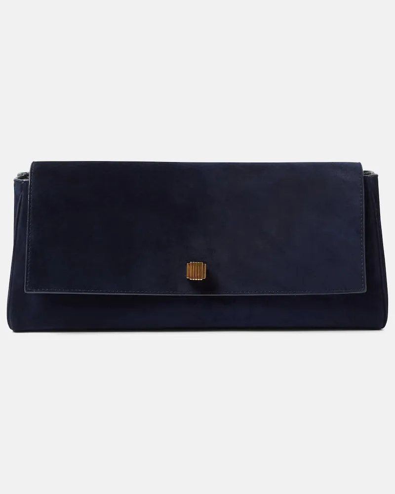 KHAITE Clutch Audrey aus Veloursleder Blau