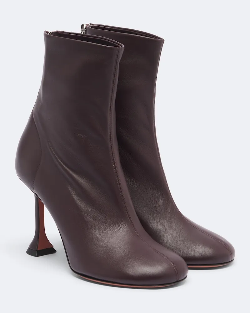 Amina Muaddi Ankle Boots Iris aus Leder Burgunderrot