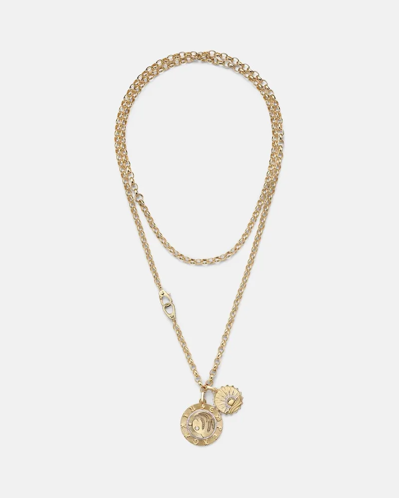 FOUNDRAE Halskette Infinite Gratitude & New Beginnings aus 18kt Gelbgold mit Diamanten Gold