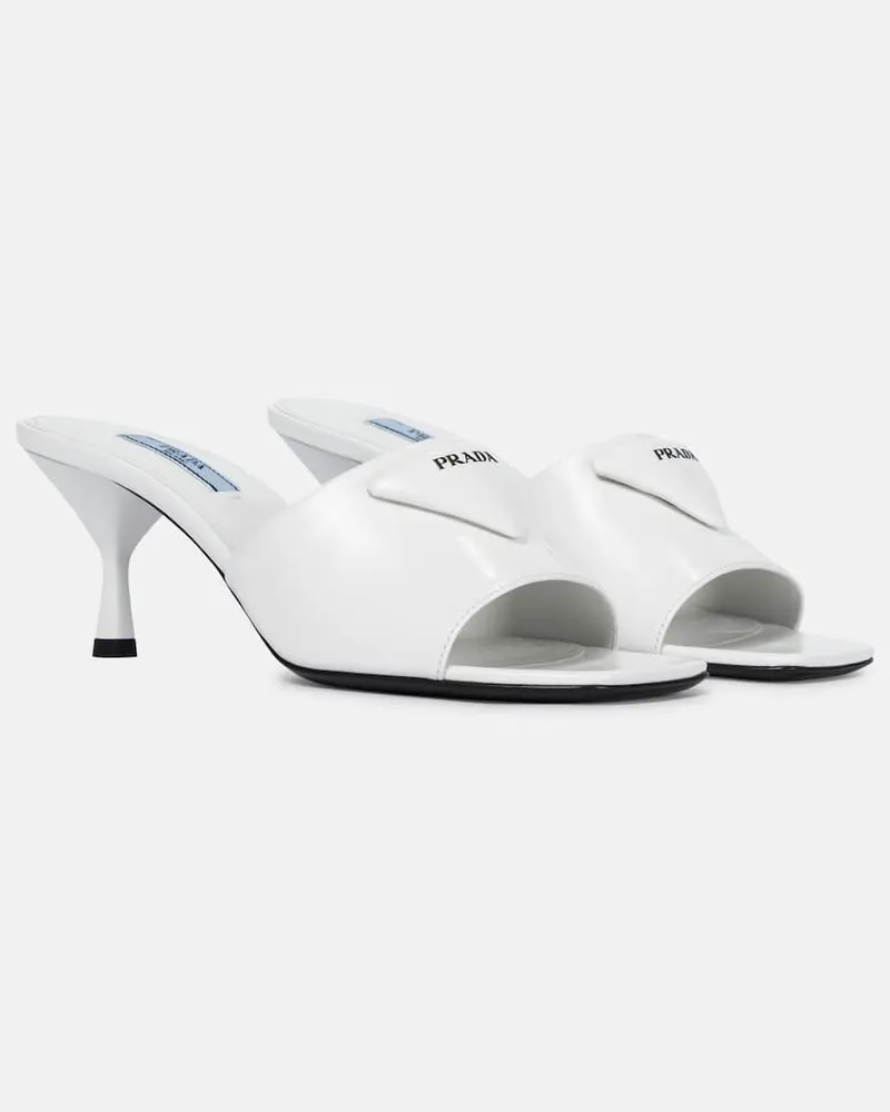 Prada Pantoletten aus Leder Weiß