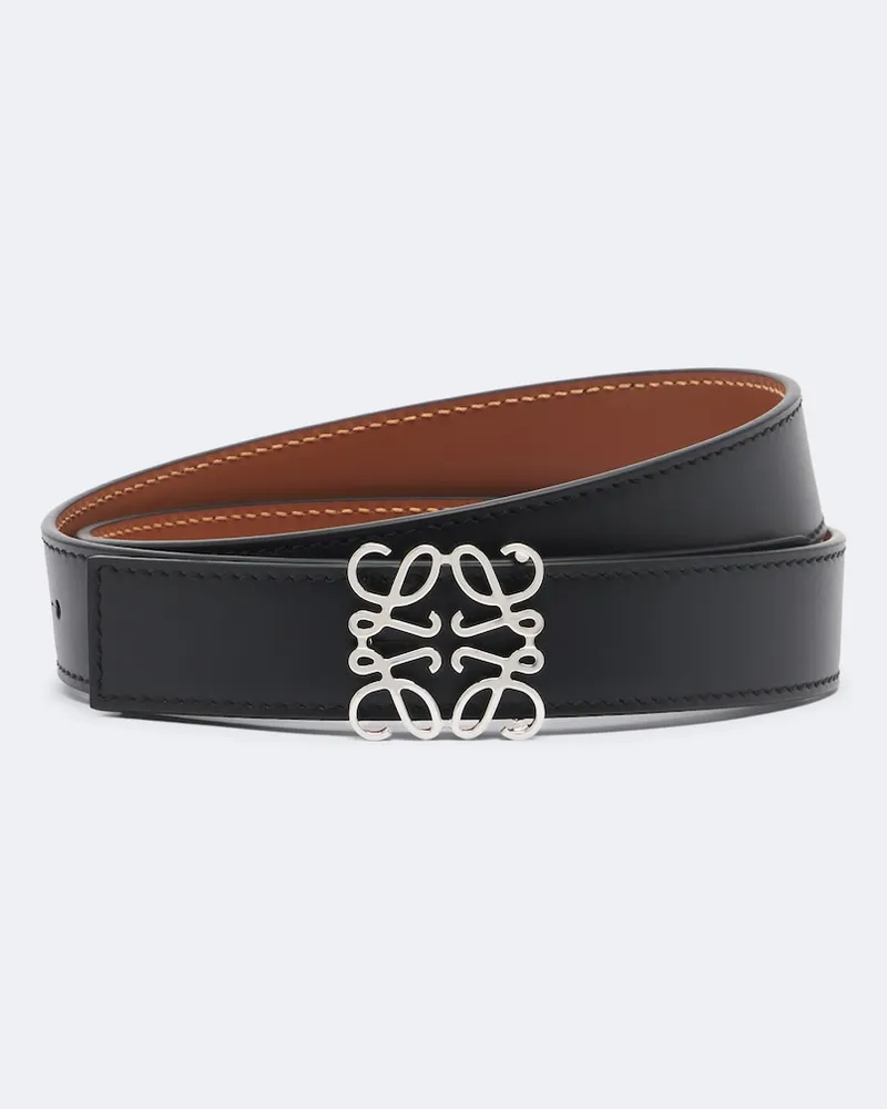 Loewe Wendbarer Gürtel Anagram aus Leder Schwarz