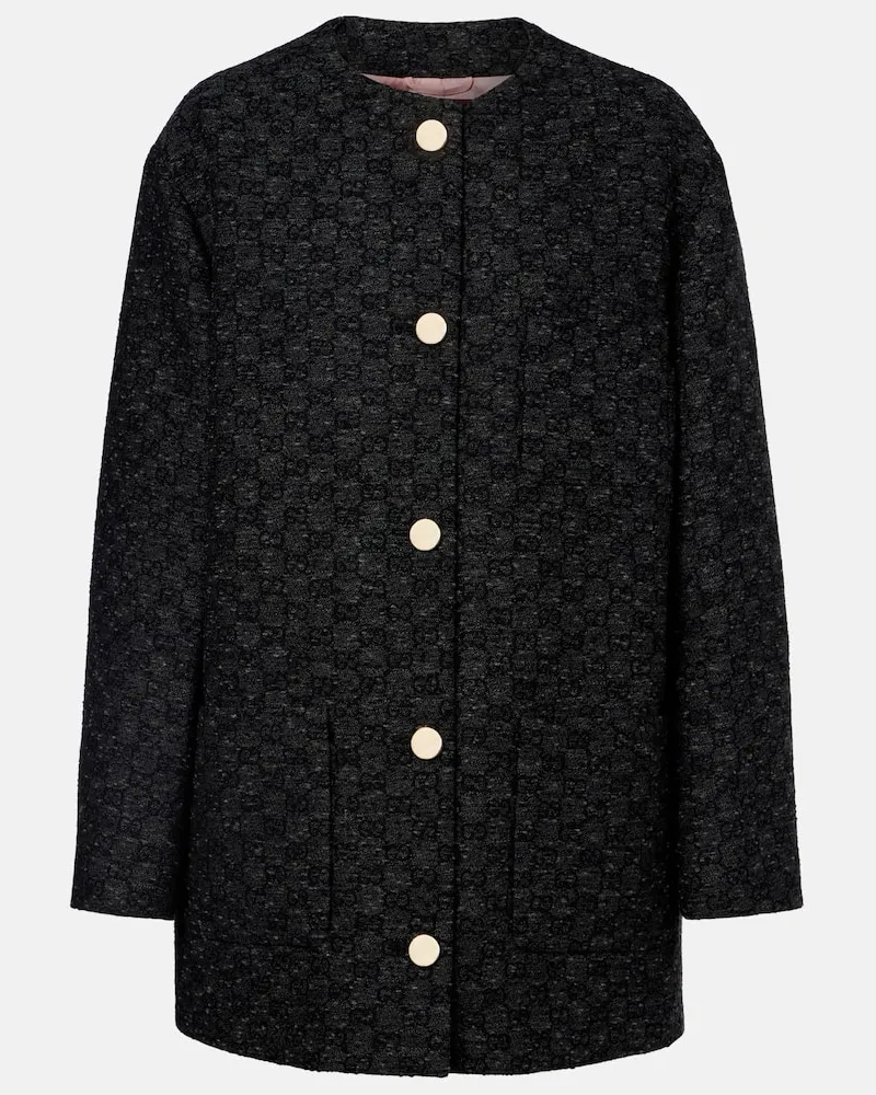 Gucci Mantel GG aus einem Wollgemisch Schwarz