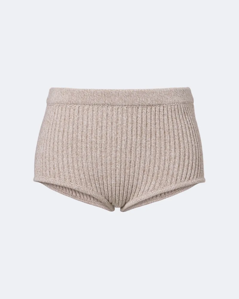 Magda Butrym Rippstrick-Shorts aus Wolle Beige