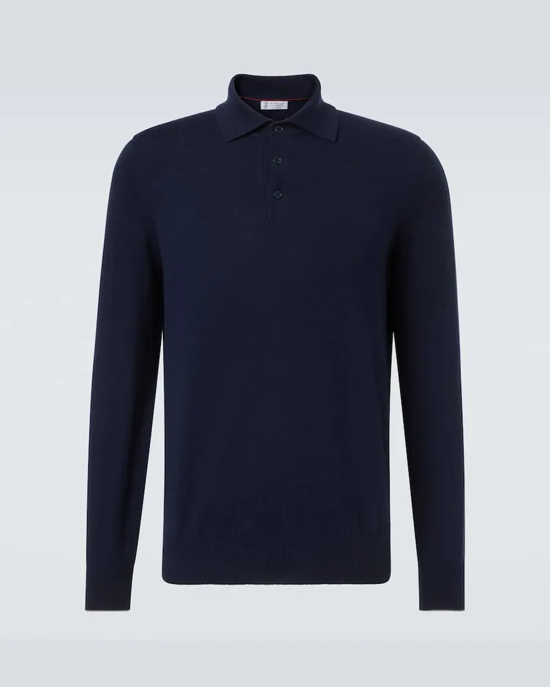 Brunello Cucinelli Polopullover aus Kaschmir Blau