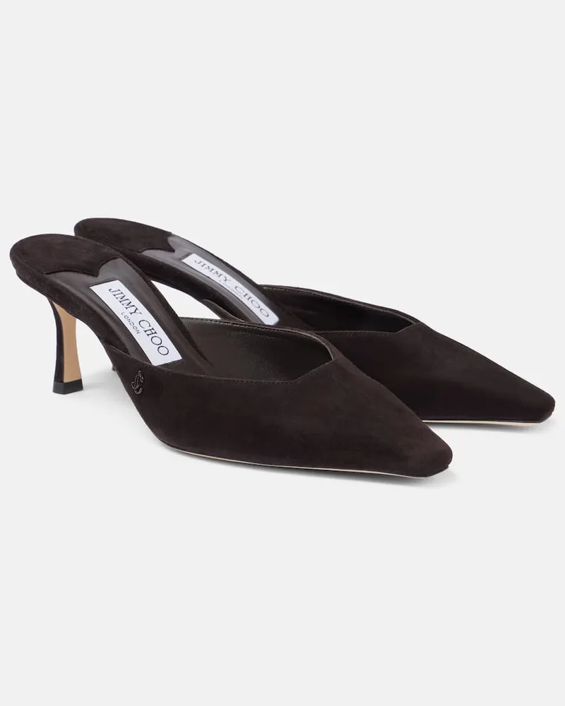 Jimmy Choo Mules Vivi 65 aus Veloursleder Braun