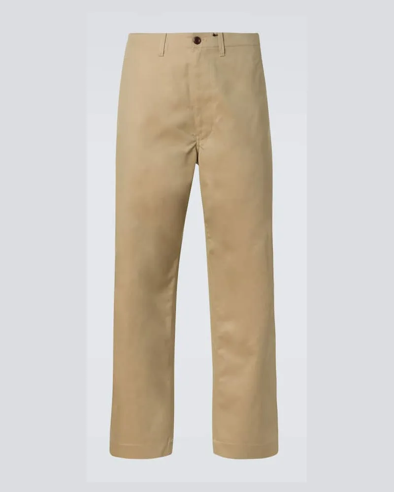 Junya Watanabe Gerade Hose aus einem Baumwollgemisch Beige
