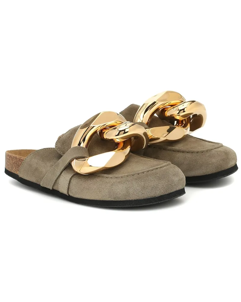 J.W.Anderson Verzierte Slippers aus Veloursleder Grün