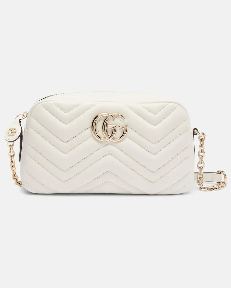 Gucci Schultertasche GG Marmont Small aus Leder Weiß