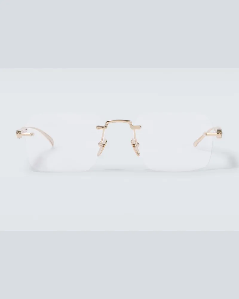 Gucci Runde Brille aus Bambus Gold