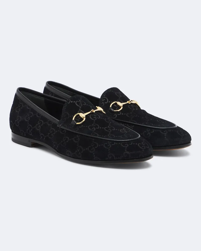 Gucci Loafers Jordaan aus Veloursleder Schwarz