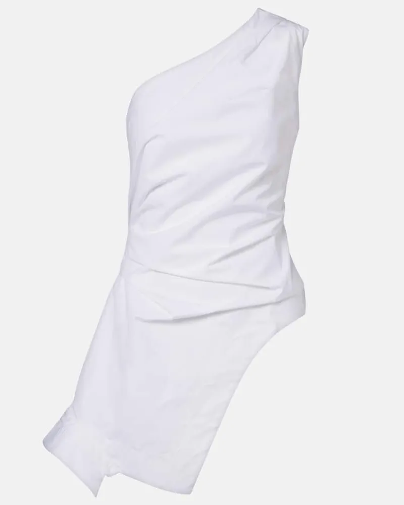 Róhe Róhe One-Shoulder-Top aus Baumwollpopeline Weiß