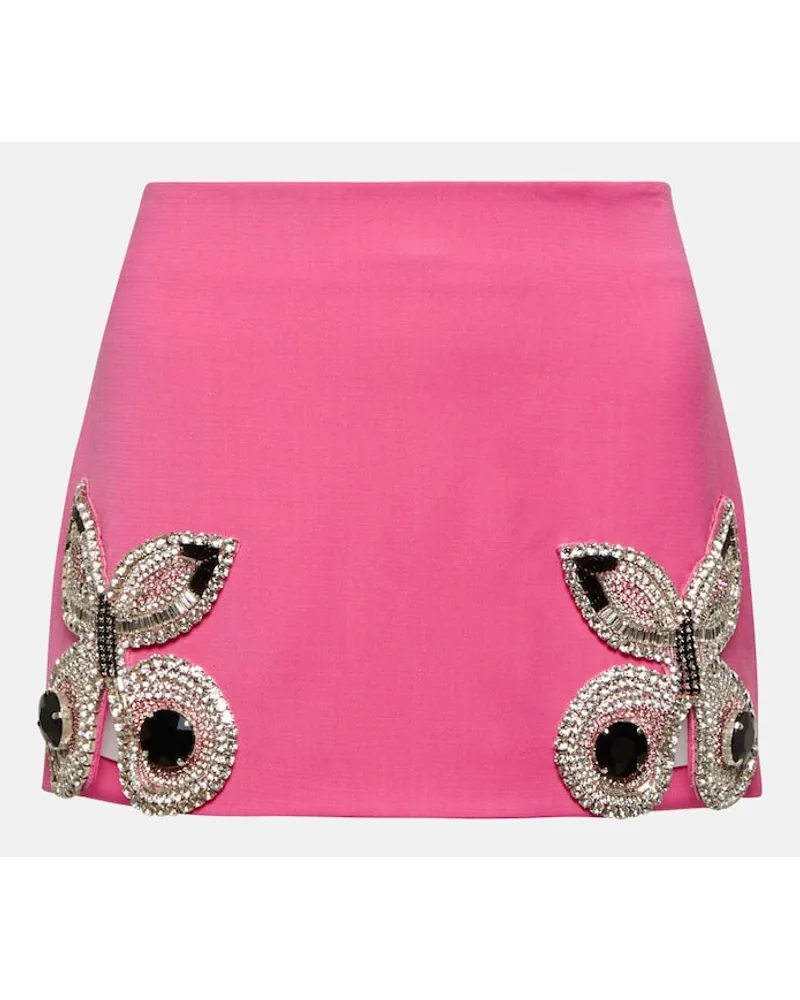 Area Verzierter Minirock aus Wolle Pink