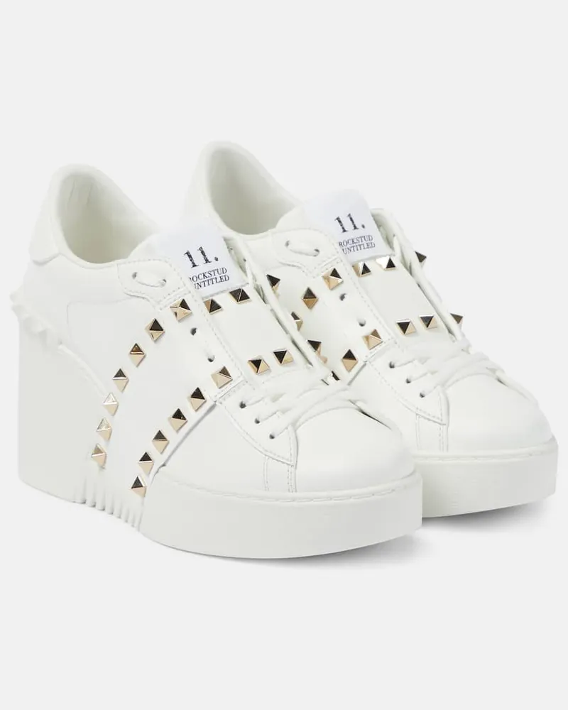 Valentino Garavani Wedge-Sneakers Open Disco aus Leder Weiss