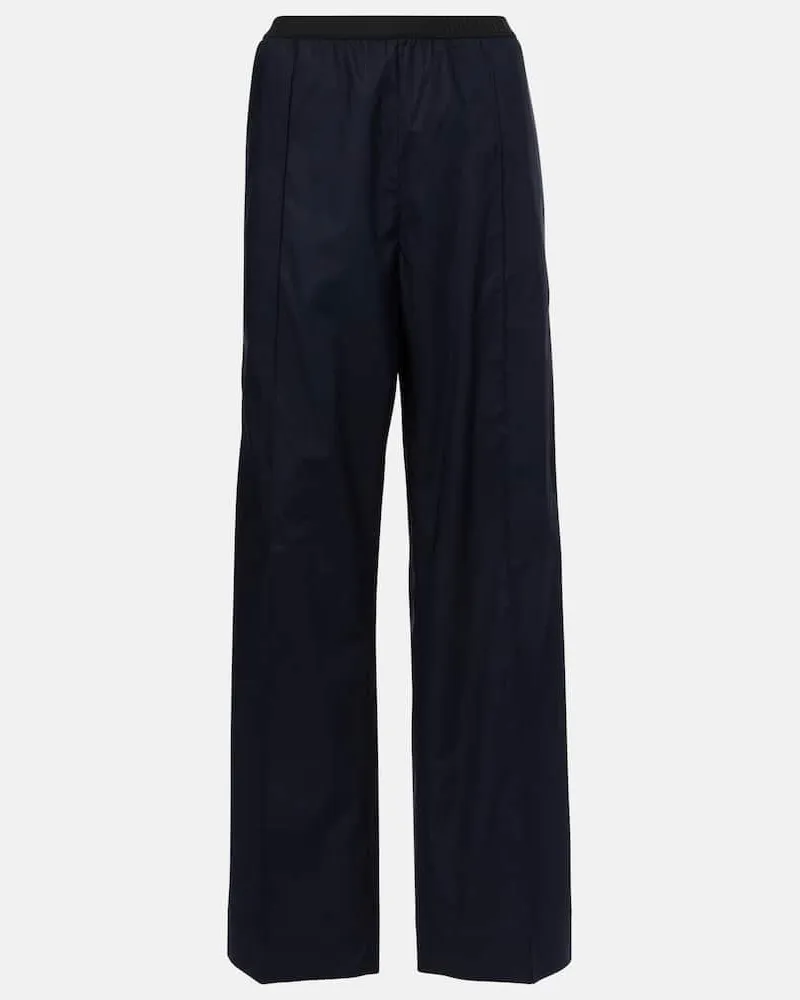 PLAN C Gerade High-Rise Hose aus Baumwolle Blau