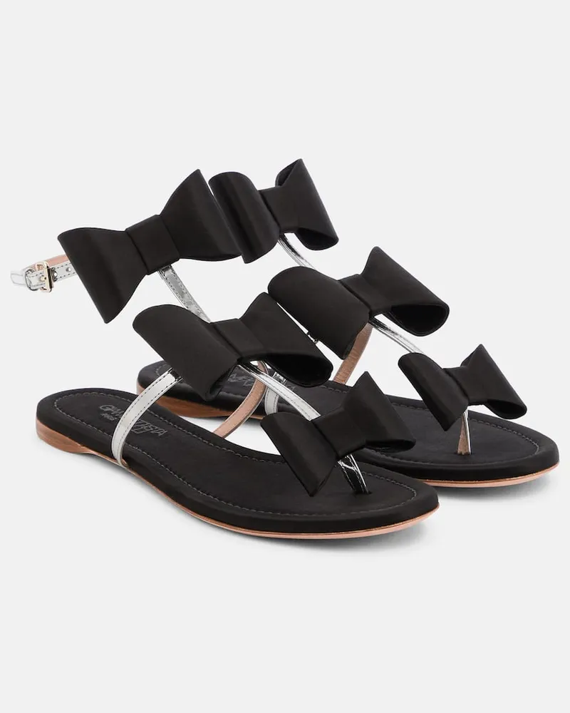 Giambattista Valli Sandalen Pop Bow aus Satin und Leder Schwarz