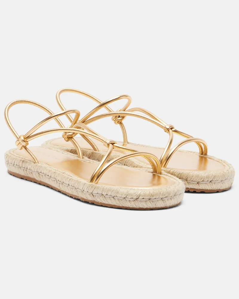 Gianvito Rossi Espadrille-Sandalen aus Metallic-Leder Gold