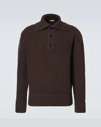 Dries van Noten Polopullover aus Schurwolle Braun