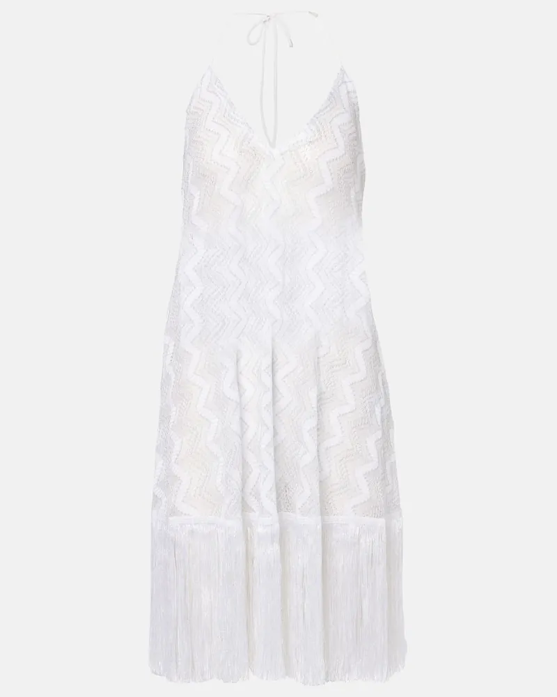 Missoni Midikleid aus Häkelstrick Weiß