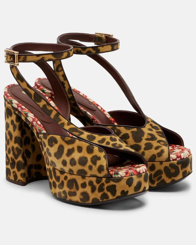 Etro Plateausandalen 120 aus Canvas Braun