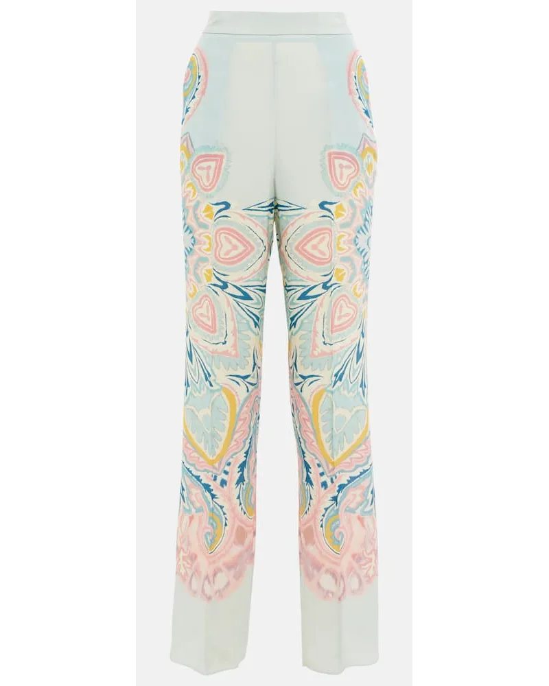 Etro High-Rise-Hose aus Seide Multicolor
