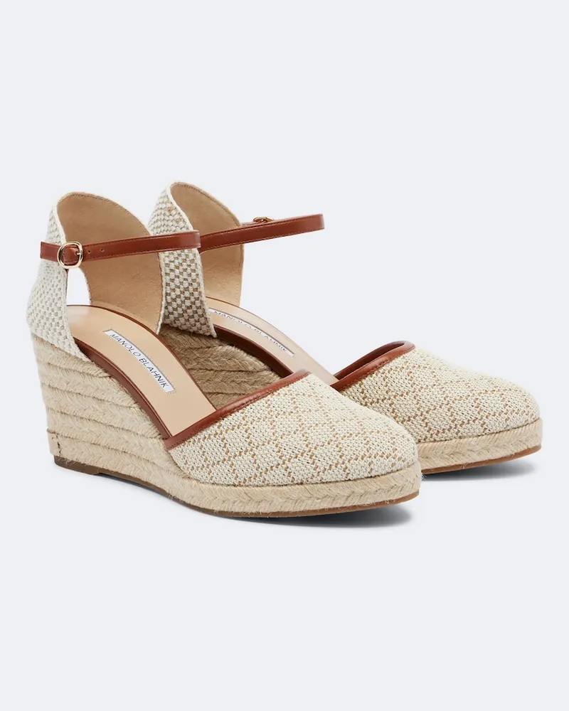 Manolo Blahnik Keil-Espadrilles Espadrahi Beige