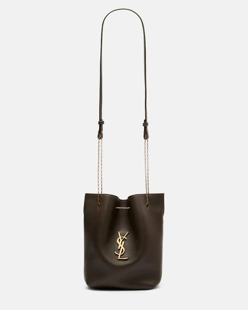 Saint Laurent Bucket Bag Pochon Cassandre aus Leder Braun