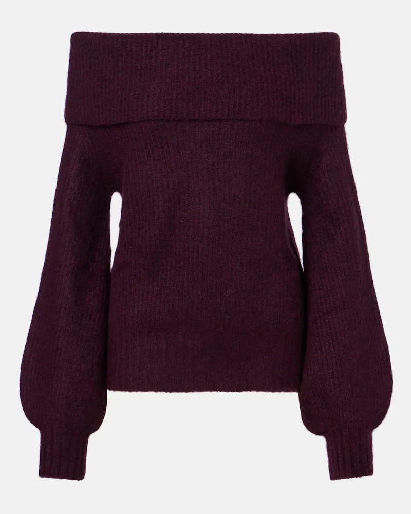 Jardin des Orangers Off-Shoulder-Pullover aus Kaschmir und Seide Burgunderrot