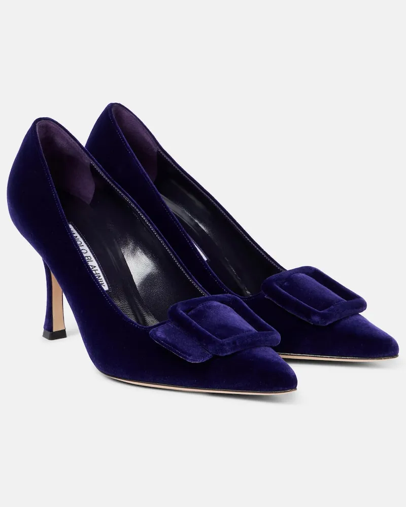 Manolo Blahnik Pumps Maysale 90 aus Samt Blau