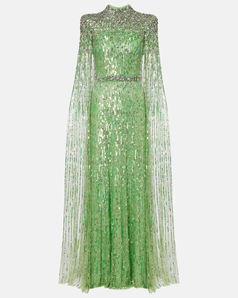 Jenny Packham Verzierte Robe Opera Grün