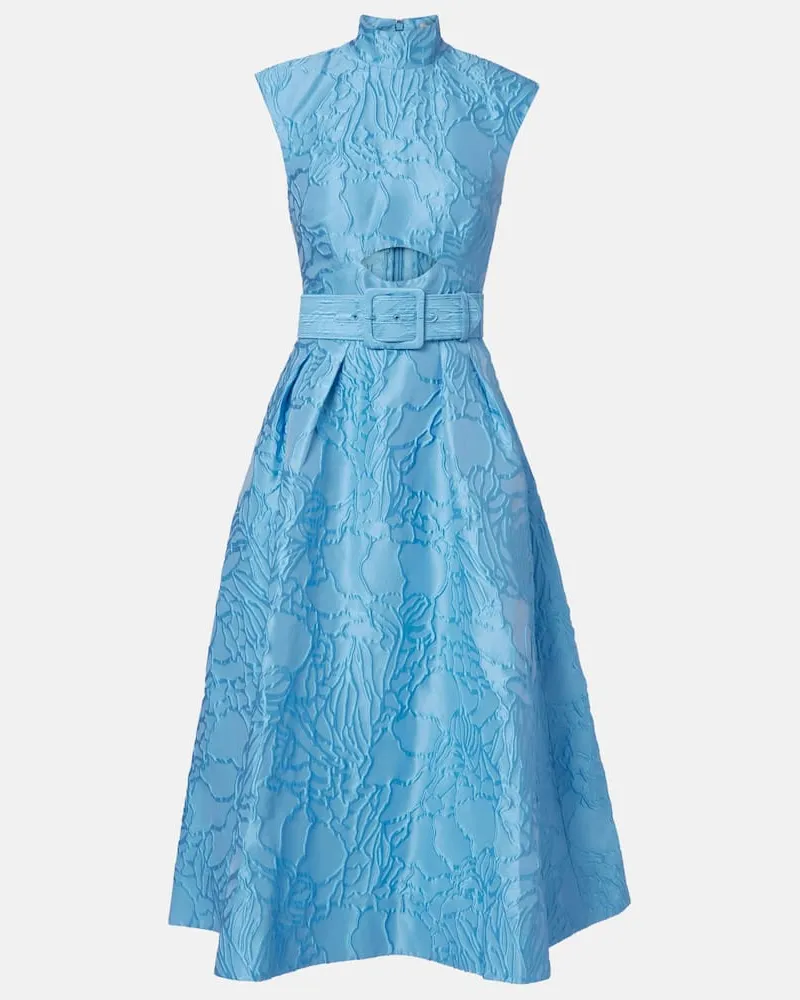 Rebecca Vallance Midikleid Aegir aus Jacquard Blau