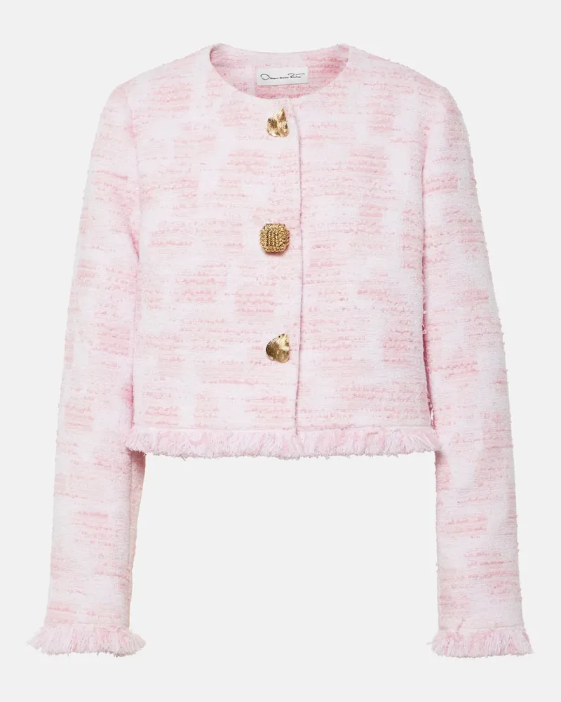 Oscar de la Renta Cropped-Jacke aus Tweed Rosa