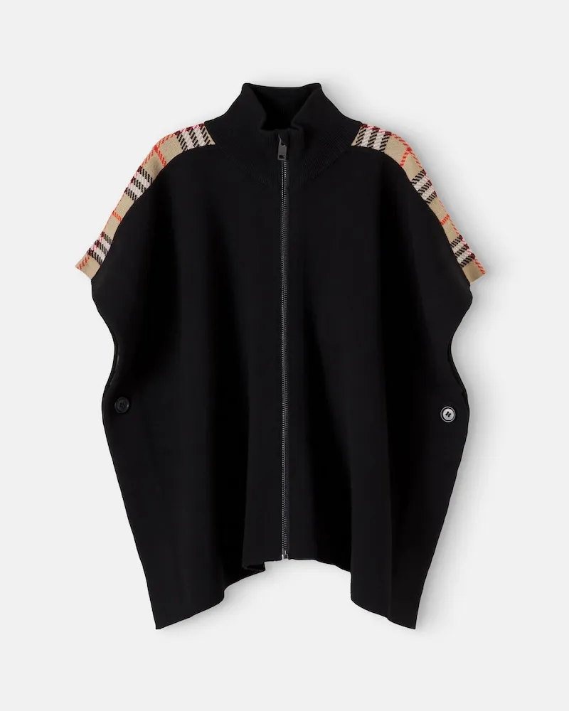 Burberry Cape aus einem Wollgemisch Schwarz