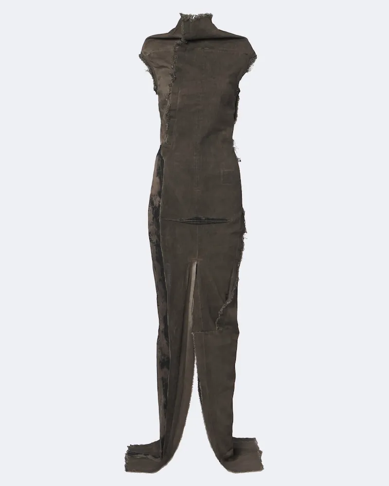 Rick Owens DRKSHDW Distressed Robe Sl Etna aus Denim Grau