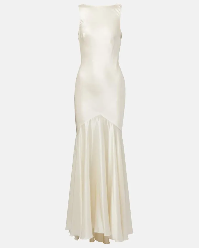 Nina Ricci Maxikleid aus Satin Weiß