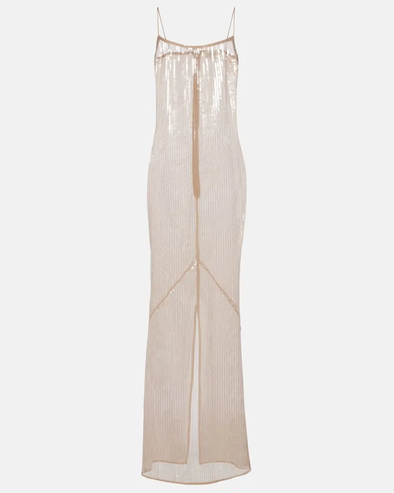 The New Arrivals Ilkyaz Ozel Robe mit Pailletten Beige