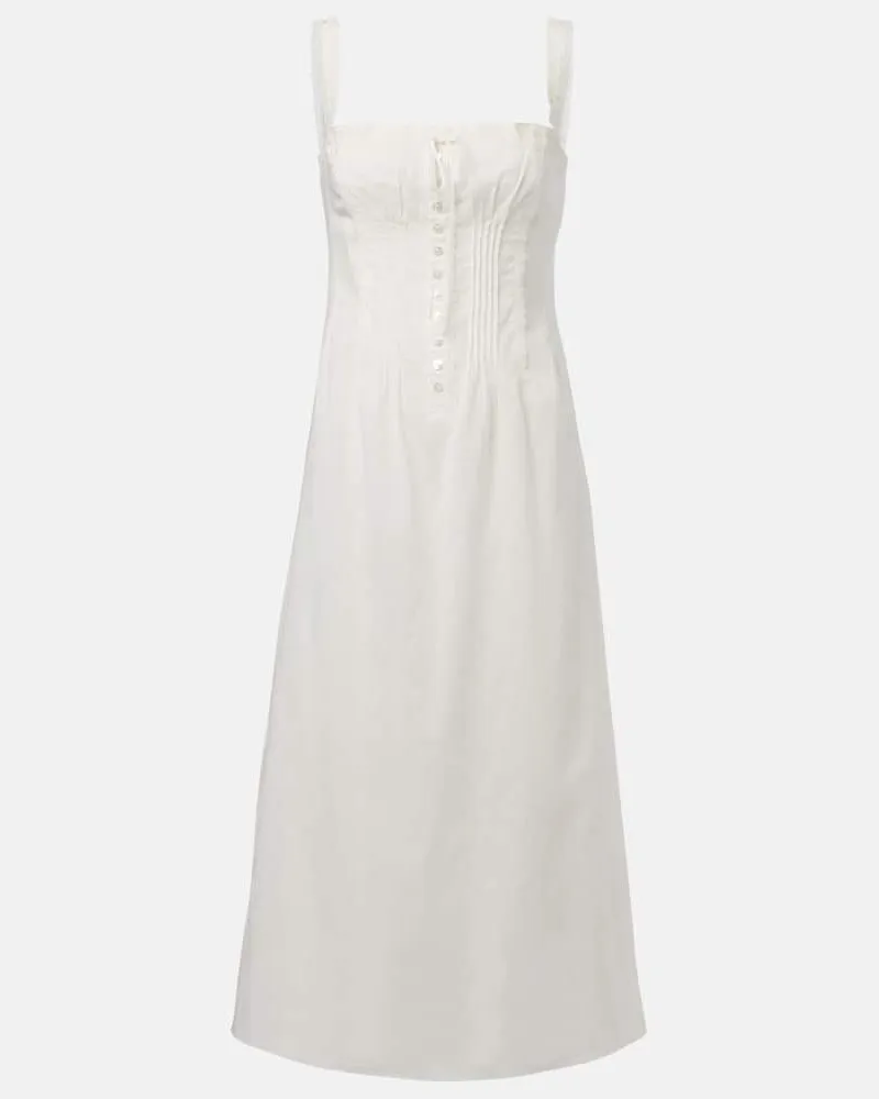 STAUD Midikleid Matilde aus Baumwolle Weiß